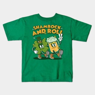 Shamrock and roll st patricks day retro cartoon Kids T-Shirt